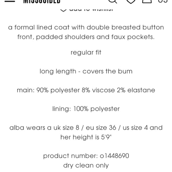 Missguided Camel Bouble Breasted Long formal coat - Picture 5 of 5